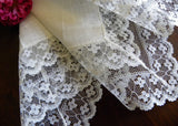 Vintage French Alencon Lace with Flowers Linen Bridal Handkerchief