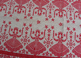 Vintage Red and White Woven Reversible Christmas Holly Snow Girls