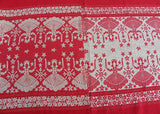 Vintage Red and White Woven Reversible Christmas Holly Snow Girls