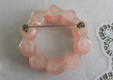 Vintage Soft Pink Moonglow Beaded Pin Bracelet and Drop Earrings
