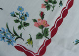 Vintage Tablecloth with Flower Blossoms Violets Bell Flowers and More