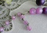 Vintage Lavender and Purple Moonglow Beaded Necklace and Earring Set