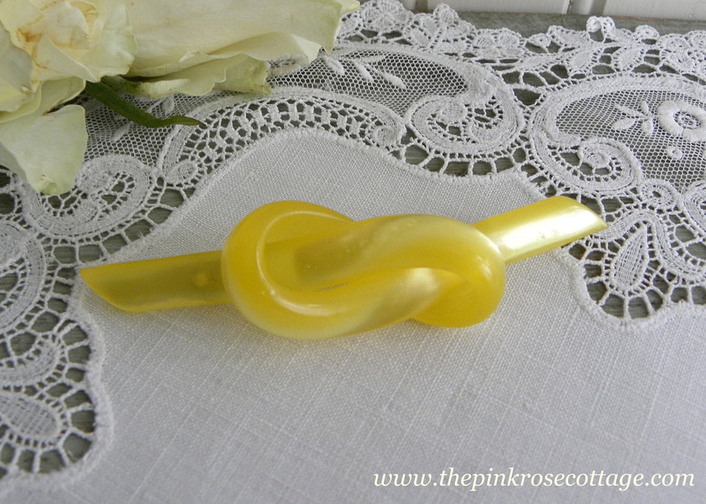 Vintage Yellow Moonglow Love Knot Pin Brooch