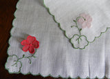 Vintage Embroidered and Appliquéd Red Poppies Handkerchief