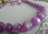 Vintage Lilac Purple Moonglow Beaded Necklace and Earring Set