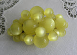 Vintage Yellow Green Moonglow Beaded Brooch Pin and Earrings