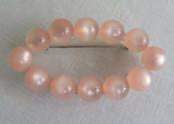 Vintage Pink Moonglow Beaded Pin Brooch and Matching Earrings