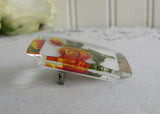 Vintage Lucite Yellow and Orange Rose Pin Brooch
