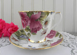 Duchess Magnolia Violets and Pink Roses Teacup and Saucer