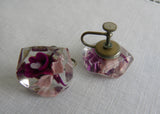 Vintage Lucite Purple and Pink Orchid Pin and Earrings