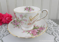 Vintage Tuscan Pink Apple Blossom Speedy Recovery Teacup and Saucer