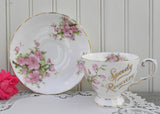 Vintage Tuscan Pink Apple Blossom Speedy Recovery Teacup and Saucer