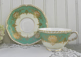 Vintage Royal Worcester Green and Gold Teacup