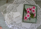 Vintage Fuchsia Pink and White Daisy Millinery Flower Corsage Pin and Earring Set NOS MIB