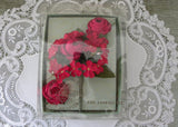 Vintage Magenta Pink Rose and Daisies Millinery Flower Corsage Pin and Earring Set NOS MIB