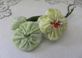 Vintage Handmade Green Fabric Millinery Flower