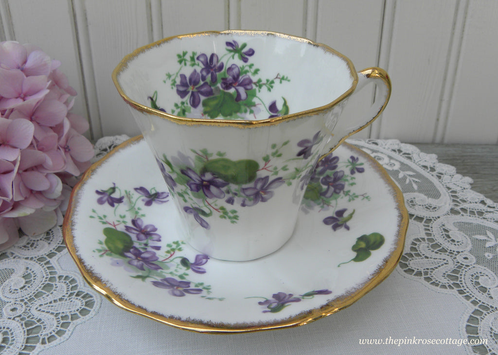 Vintage Adderley Purple Violet Teacup and Saucer
