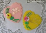 Pair of Vintage Happy Birthday Heart Shaped Cake Toppers Decorations - The Pink Rose Cottage 