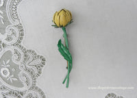 Vintage Weiss Enameled Yellow Chrysanthemum Bud Pin