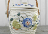 Small Vintage Biscuit Jar with Blue Morning Glories
