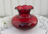 Vintage Anchor Hocking Depression Glass Ruby Red Ruffle Edge Vase