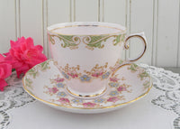 Vintage Tuscan Pink Teacup and Saucer Forget Me Nots