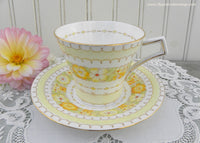 Vintage Royal Albert Art Deco Bohemia Yellow Flowers Teacup and Saucer