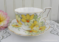 Vintage Salisbury China Yellow and Orange Clematis Teacup and Saucer