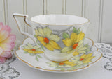 Vintage Salisbury China Yellow and Orange Clematis Teacup and Saucer