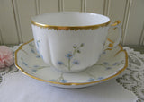 Antique H & Co. Haviland Blue Forget-Me-Not Teacup and Saucer - The Pink Rose Cottage 