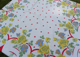 HTF Vintage Valentines Red Hearts and Roses Tablecloth