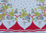 HTF Vintage Valentines Red Hearts and Roses Tablecloth