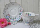 Vintage 1920's Royal Albert Blue and Pink Primrose Blossoms Teacup and Saucer