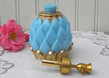 Vintage DeVilbiss Blue Milk Glass Pineapple Perfume Bottle France