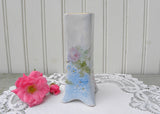 Vintage Hand Painted Pink Roses and Forget-Me-Nots Hatpin Holder France