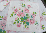 Vintage Wilendur Pink Royal Rose Tablecloth and Napkin Set