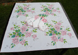 Vintage Wilendur Pink Royal Rose Tablecloth and Napkin Set