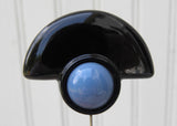 Vintage Art Deco Blue and Black  Hatpin