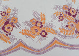 Vintage Apricot and Maroon Flowers and Ferns Tablecloth