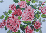 Vintage Tablecloth with Large Bouquets of Pink Cabbage Roses