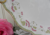 Antique Limoges Pink Posies Gold Bow Handles Dessert Serving Plate - The Pink Rose Cottage 