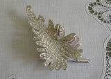 Vintage Rhinestone Autumn Leaf Pin Brooch