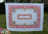 Colorful Vintage Daisy Rose Hibiscus Floral Tablecloth