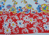 Colorful Vintage Daisy Rose Hibiscus Floral Tablecloth