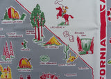 Vintage California State Map Souvenir Tablecloth Pre-Disney