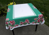 Vintage Simtex Geranium Garden Tablecloth with Green