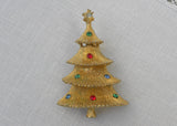 Vintage LJM Christmas Tree Pin with Rhinestones