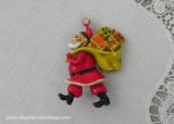 Vintage Signed ART Santa Claus with Presents Red Enamel Rhinestone Pin