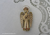 Vintage ART Signed Christmas Angel with Holly Pin Brooch