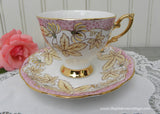 Vintage Royal Standard Pink and Yellow Leaves Teacup and saucer